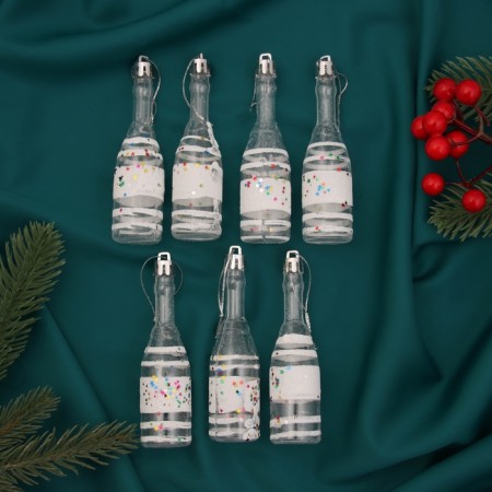 Jewelry decoration "bottle" (set 6 pcs) 11x3 cm, transparent white