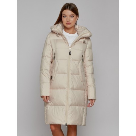 Coat insulated winter female, size 42, beige color-7