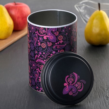 Bank with a lid for bulk products "Buta", 1.1 l, 10 × 16 cm, round, black color-1