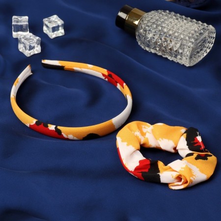 Hair set "Emilia" (elastic band, rim 1.5 cm) bright print