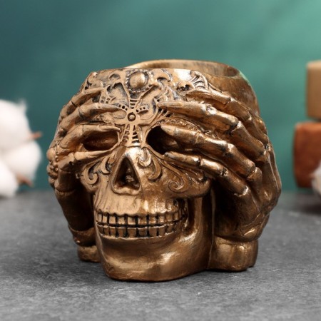 Figure Kashpo Skull 8.5x8.5x8cm, bronze-1