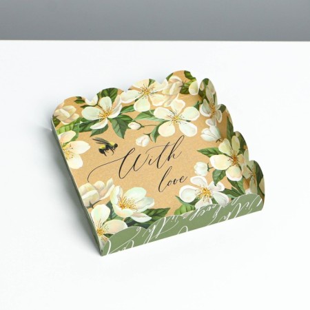 Cookie box, confectionery packaging with PVC lid, "bee", 13 x 13 x 3 cm-2