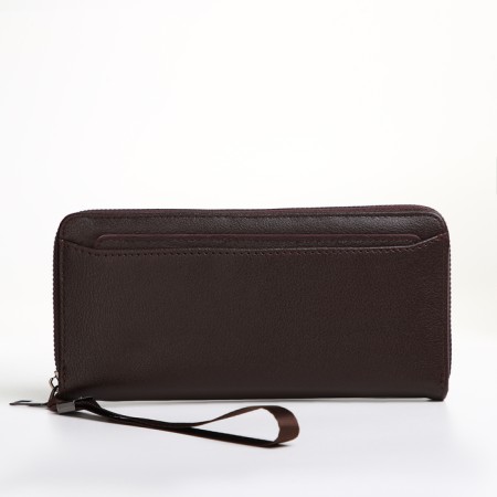 Male purse-clate on a zipper, brown color-1