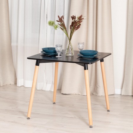 John table (mod, t1003) MDF/tree, black/natural 80x80x75cm