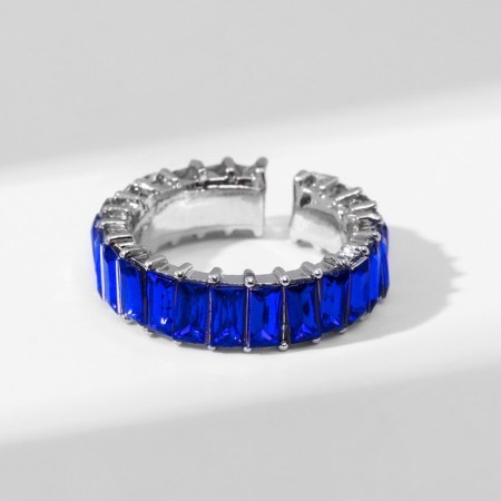 Ring "Trend" parallel, blue color in silver, dimensionless (from 17 size)-1