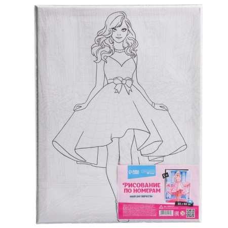 Picture on numbers on canvas with a subframe "Doll in a dress", 30 x 40 cm-1