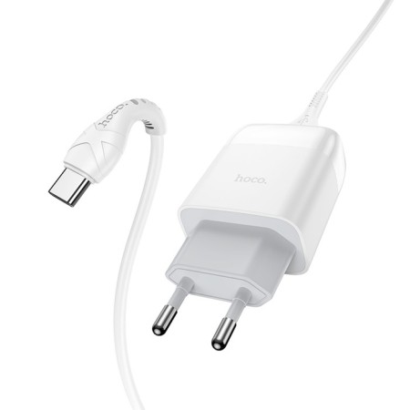 Network charger Hoco C72Q, 18 W, USB Qc3.0 - 3 A, Type -C 1 m cable, white-2