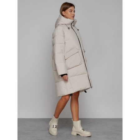 Coat insulated winter female, size 44, beige color-2