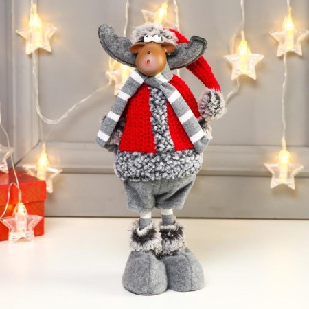 Interior doll "Losik in a red fur coat and cap" 34 cm