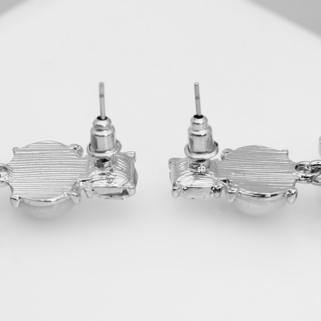 Earrings with pearls "bead" countess, white-gray color in silver-2