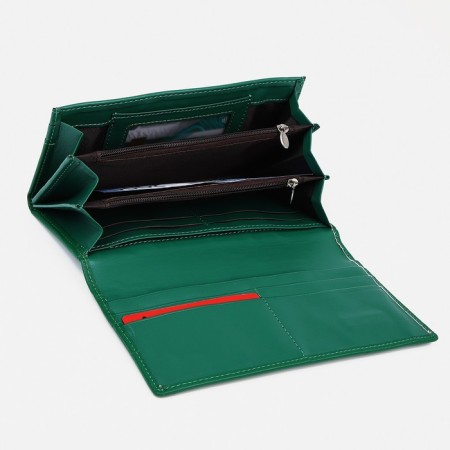 Women's wallet on magnets, green color-2