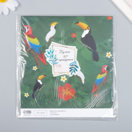 Scrapbooking paper "Exotic birds" density 180 g 15.5x17 cm-3