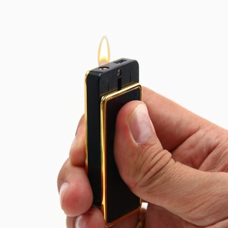 Gas lighter "Mikoshi", 6.4 x 3.3 x 1 cm, black and gold-3