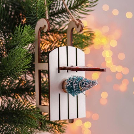 New Year's decor with the backlight "Santa Claus on the sled" 2 round, 8x18x15.5 cm-2