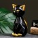 Pig a piggy bank "Geometric cat" Black-gold, 19cm