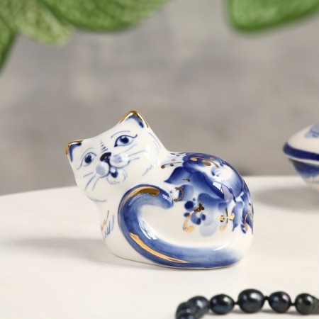 Souvenir "Murka", 7 x 4.5 x 6 cm, gzhel, cobalt, gold