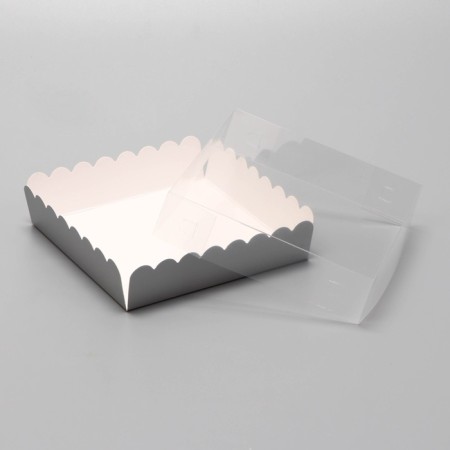Cookie box, silver, confectionery packaging, 12 x 12 x 3 cm set 5 pcs-2