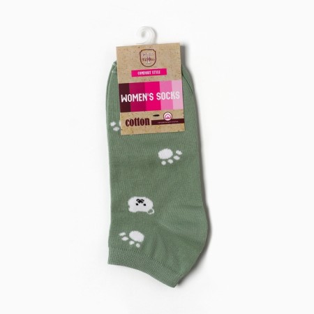 Women's socks shortened "cubs", white/olive color, river 23-25-2