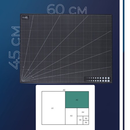 Mat for cutting, five -layer, 60 × 45 cm, A2, black color-2