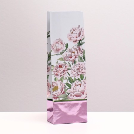 Package package packing, two -layer, "peonies", pink, 8 x 5 x 24 cm