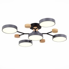 Ceiling EVOLUCE lamp. Sle6006-702-05. Faema. 5x12 W, LED, 3000K/4500K/6000K, 6000 LM, 70x70x14 cm, gray color gray