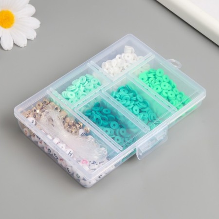 Beads in the box "Green" thread 0.8 mm 5 m 12x8.4x2.2 cm-2