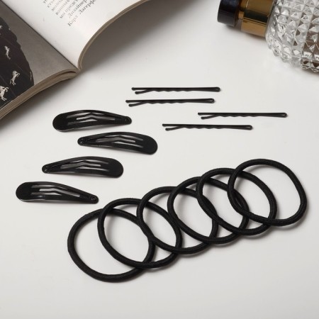 Hair set "Classic Lux" (10 elastic bands, 8 invisible 4.5 cm) black-1