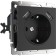 Grounding socket, curtains and USBX2 WL08-SKGS-USBX2-IP20, black color