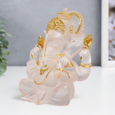 Souvenir Polystone "Ganesha - Indian Divine" transparent with gold 14x8x7 cm-3