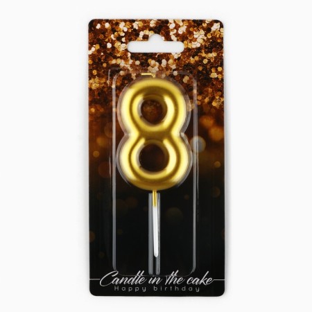 Candle for the cake, the number "8", gold, 4 x 10 cm.-2