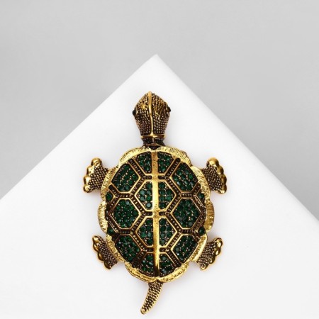 Brooch "Turtle" sea, emerald color in black gold-2