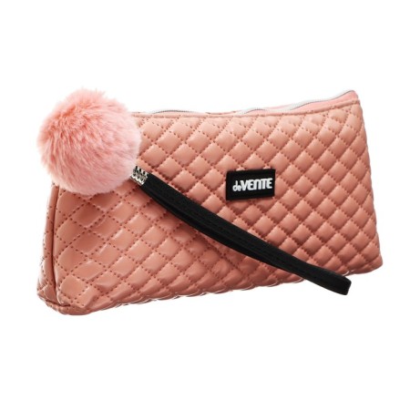 Penal is soft, 1 compartment, 80 x 210 x 35 mm, voluminous, Devente, Classic, fantle leather, with a handle, pink