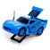 The car "Carry", works from batteries, shoots with discs, light and sound, blue color