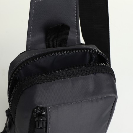 Textile sling bag, gray color-3