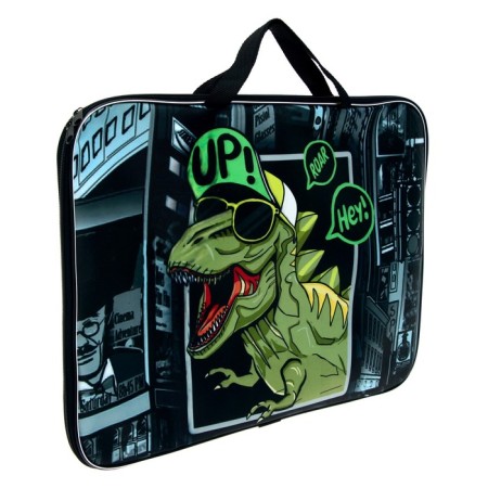 Folder for drawings and drawings A3, 470 x 350 x 20 mm, with handles, textile, calligrata "dinosaur"-1