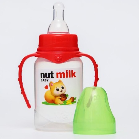 Nut Milk feeding bottle, classic throat, from 0 months, 150 ml., Cylinder, with handles-3