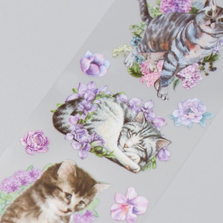 Stickers for creativity "Striped cats and lilac flowers" set of 6 sheets 18x6 cm-2