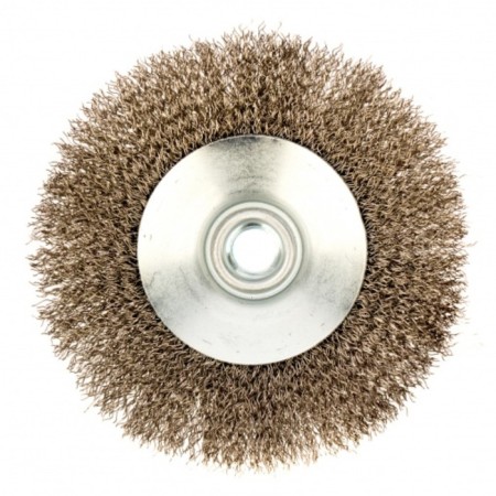 Denzel Ushm brush, 125 mm, M14, plate, twisted stainless wire 0.3 mm-2