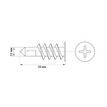 Dowel "Zubble" Driva, for drywall, with a drill, with a self -tapping screw, nylon, 4 pcs-5