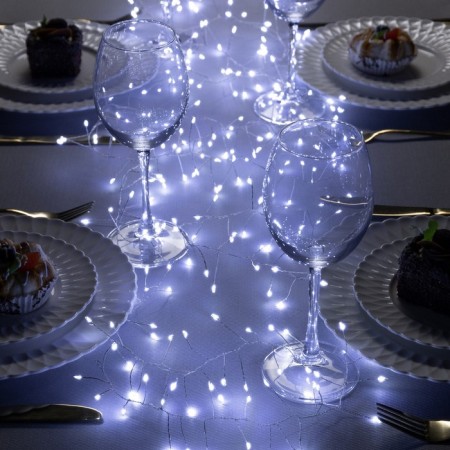 Garland "Mishura" 6 m Rosa, IP20, silver thread, 480 LED, white glow, 12 V
