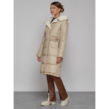 Coat insulated winter female, size 50, beige color-1