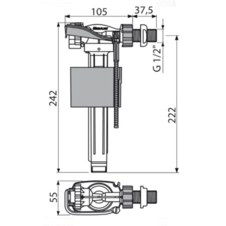 Access mechanism Alcadrain A150-1/2 ", with lateral eyeliner for ceramic tanks-1