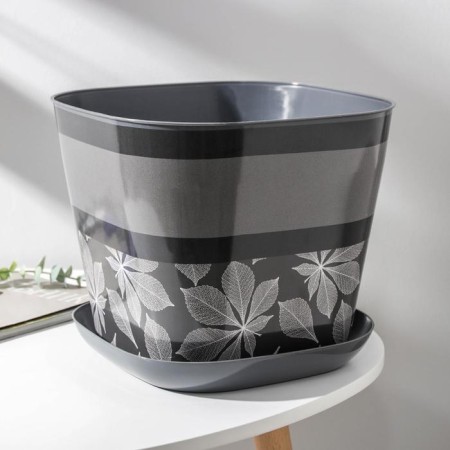 Pot with the pallet "Listopad", 9.8 l, the color is dark gray
