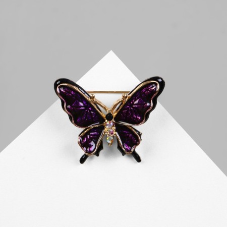 Brooch "Butterfly" Dark, black-purple color in black gold