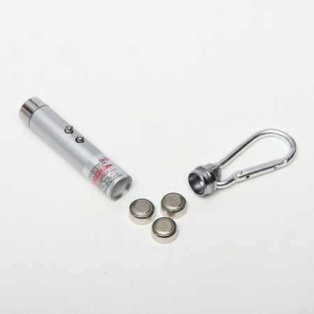 Laser pointer, with carbine, range 1 km, 3 lr 44, 7.3 x 1.2 cm, silver-2