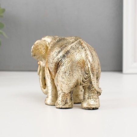 Souvenir Polystone "Golden Elephant" 8.7x13x7 cm-4