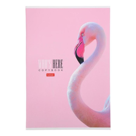 A4 notebook, 96 sheets in the cage "Who is here?", Cover coated cardboard, matte lamination, offset block, mix-4