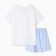 Female homemade set (T -shirt/shorts), white/blue color, size 42