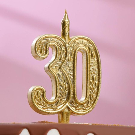 Candle for the cake figure "Jubilee" 30, gold, 9.7 cm,