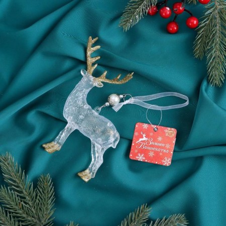 Decoration Christmas tree "Elk horn shine" 12x14.5 cm, transparent-gold-2